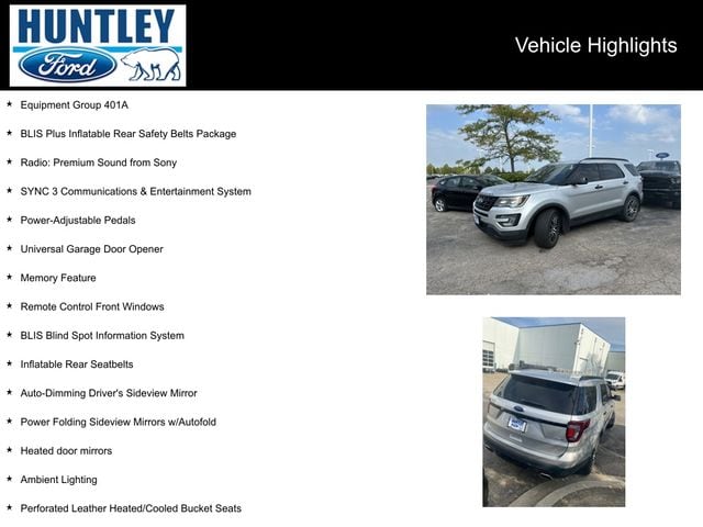 Certified 2017 Ford Explorer Sport with VIN 1FM5K8GTXHGC19867 for sale in Huntley, IL