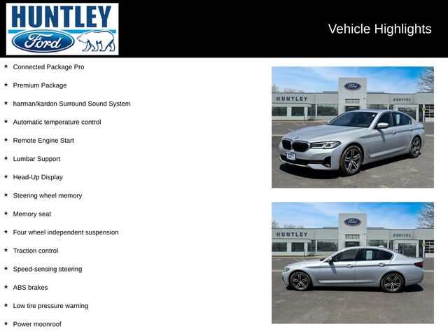 Used 2021 BMW 5 Series 530i with VIN WBA13BJ03MWX11424 for sale in Huntley, IL