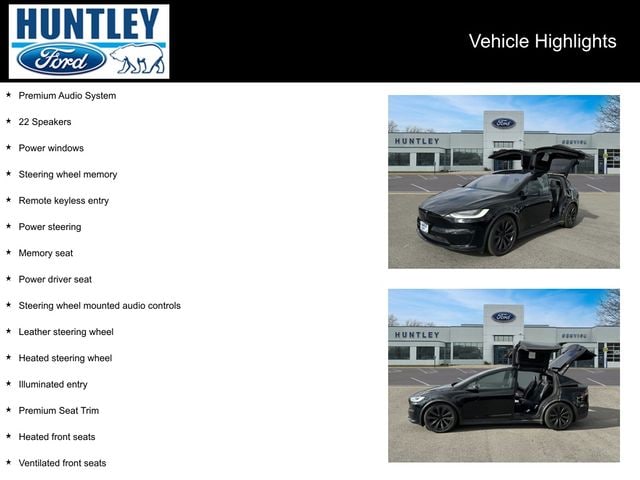 Used 2022 Tesla Model X Plaid with VIN 7SAXCBE68NF332536 for sale in Huntley, IL