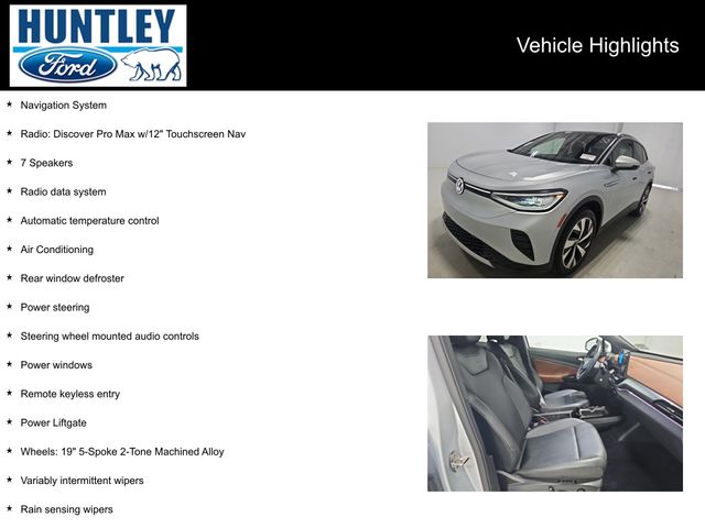 Used 2021 Volkswagen ID.4 PRO S with VIN WVGUNPE2XMP063900 for sale in Huntley, IL