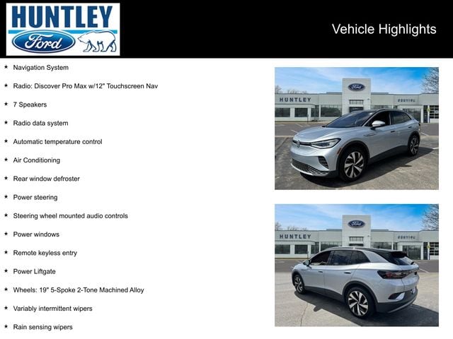 Used 2021 Volkswagen ID.4 PRO S with VIN WVGUNPE2XMP063900 for sale in Huntley, IL