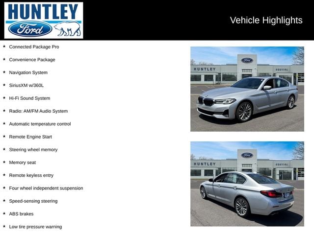 Used 2021 BMW 5 Series 530i with VIN WBA13BJ08MCG13381 for sale in Huntley, IL