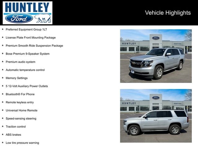 Used 2015 Chevrolet Tahoe LT with VIN 1GNSKBKC2FR150533 for sale in Huntley, IL