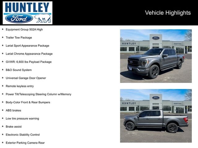 Certified 2022 Ford F-150 Lariat with VIN 1FTEW1EP2NFB14795 for sale in Huntley, IL