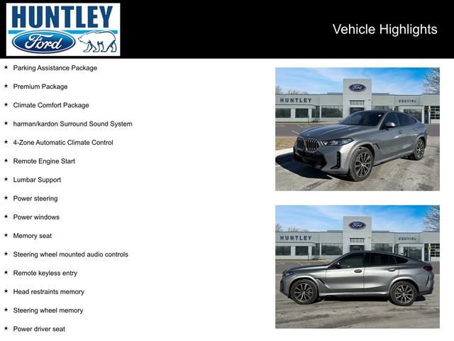 Used 2024 BMW X6 40i with VIN 5UX33EX04R9V84014 for sale in Huntley, IL