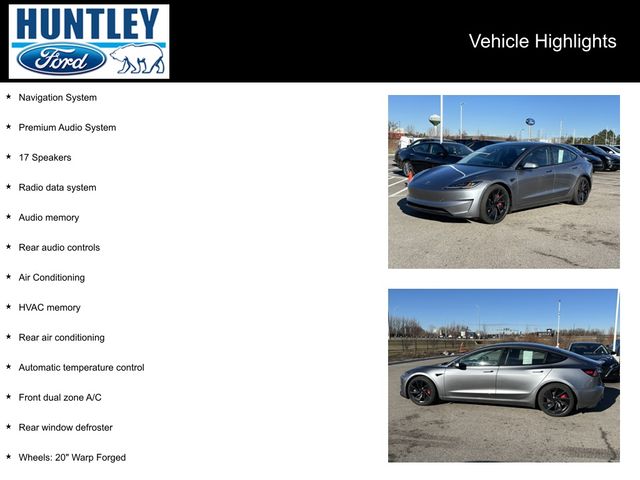 Used 2024 Tesla Model 3 Performance with VIN 5YJ3E1ET7RF845661 for sale in Huntley, IL