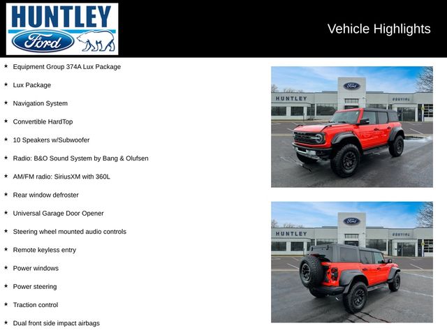 Certified 2023 Ford Bronco 4-Door Raptor with VIN 1FMEE5JR2PLB11476 for sale in Huntley, IL