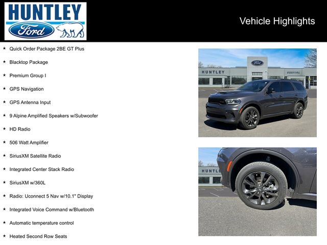 Used 2021 Dodge Durango GT Plus with VIN 1C4RDJDG1MC837787 for sale in Huntley, IL