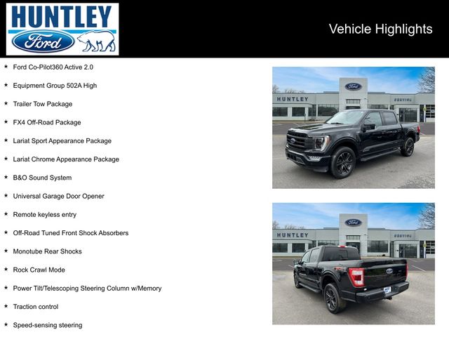 Used 2022 Ford F-150 Lariat with VIN 1FTFW1ED0NFB20377 for sale in Huntley, IL