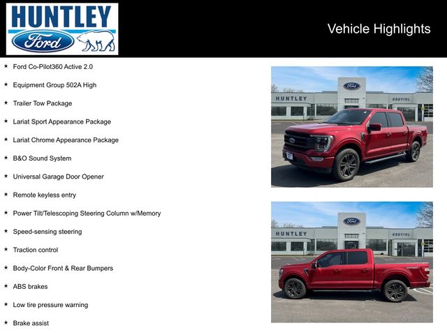 Certified 2022 Ford F-150 Lariat with VIN 1FTEW1EP0NKD13352 for sale in Huntley, IL