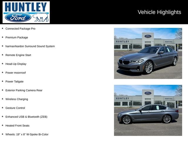 Used 2021 BMW 5 Series 530i with VIN WBA13BJ09MCF80505 for sale in Huntley, IL