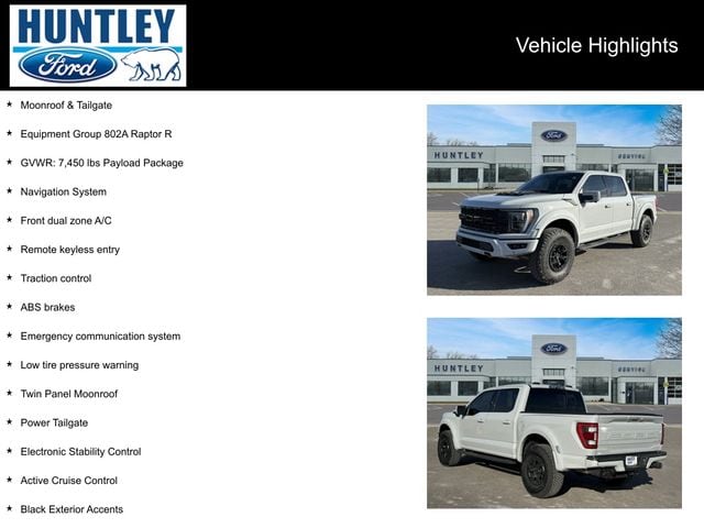 Certified 2023 Ford F-150 Raptor with VIN 1FTFW1RJ9PFC85654 for sale in Huntley, IL