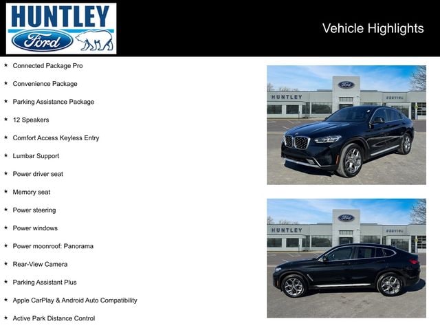 Used 2024 BMW X4 30i with VIN 5UX33DT04R9X37085 for sale in Huntley, IL