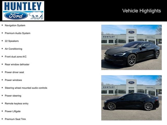 Used 2021 Tesla Model S Plaid with VIN 5YJSA1E6XMF452313 for sale in Huntley, IL
