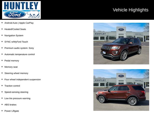 Used 2016 Ford Explorer Limited with VIN 1FM5K8F86GGA27437 for sale in Huntley, IL