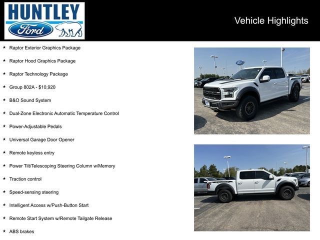 Certified 2019 Ford F-150 Raptor Raptor with VIN 1FTFW1RGXKFB23111 for sale in Huntley, IL