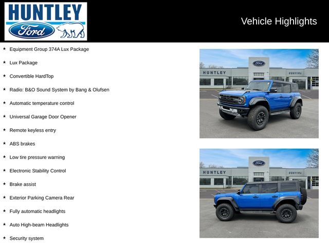 Certified 2022 Ford Bronco 4-Door Raptor with VIN 1FMEE5JR2NLA51325 for sale in Huntley, IL