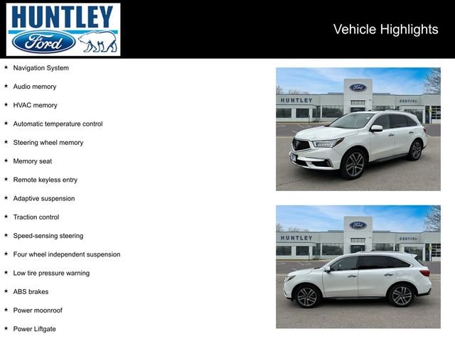 Used 2018 Acura MDX Advance Package with VIN 5J8YD4H83JL009561 for sale in Huntley, IL