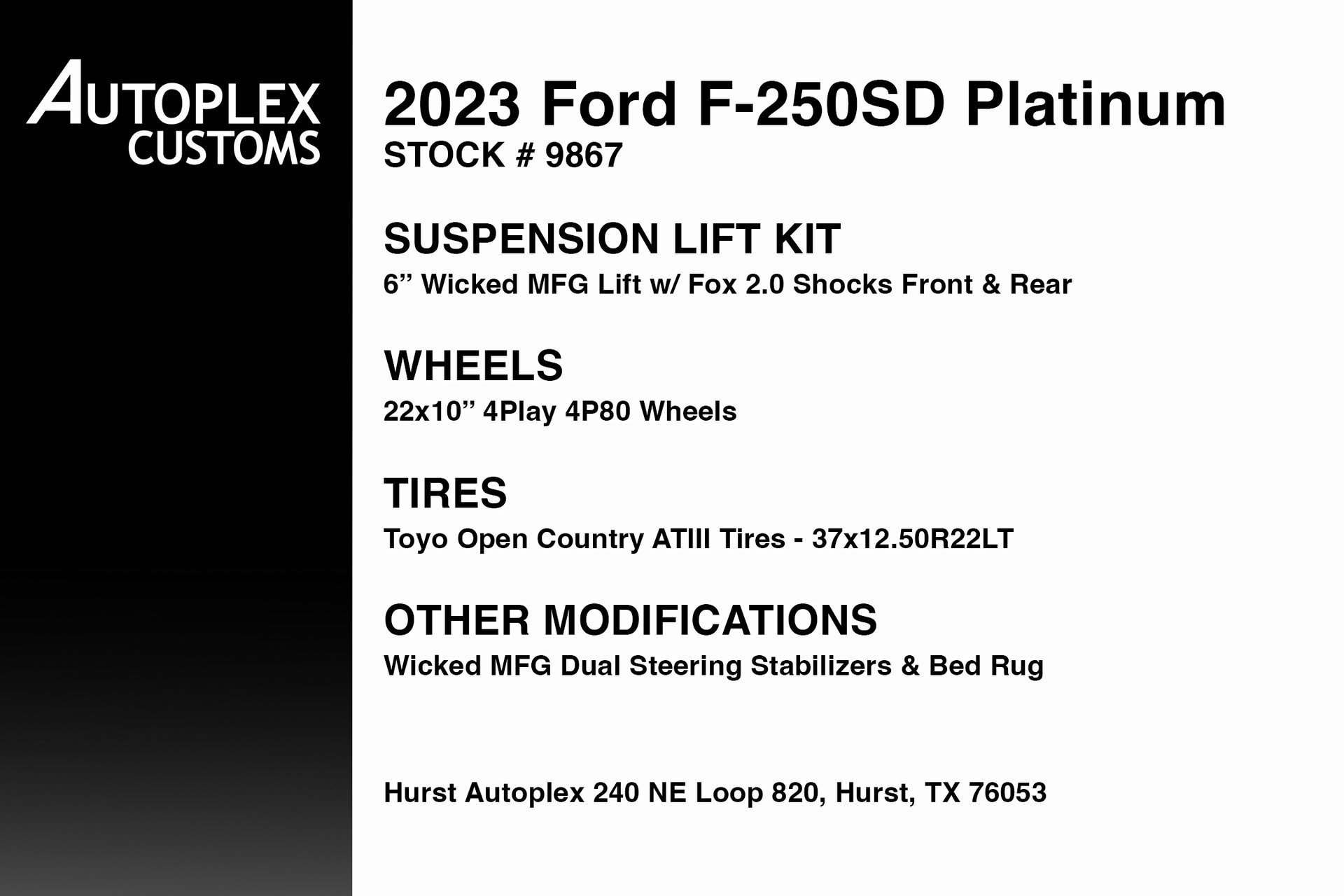 Used 2023 Ford F-250 Super Duty Platinum with VIN 1FT8W2BM5PED98803 for sale in Hurst, TX