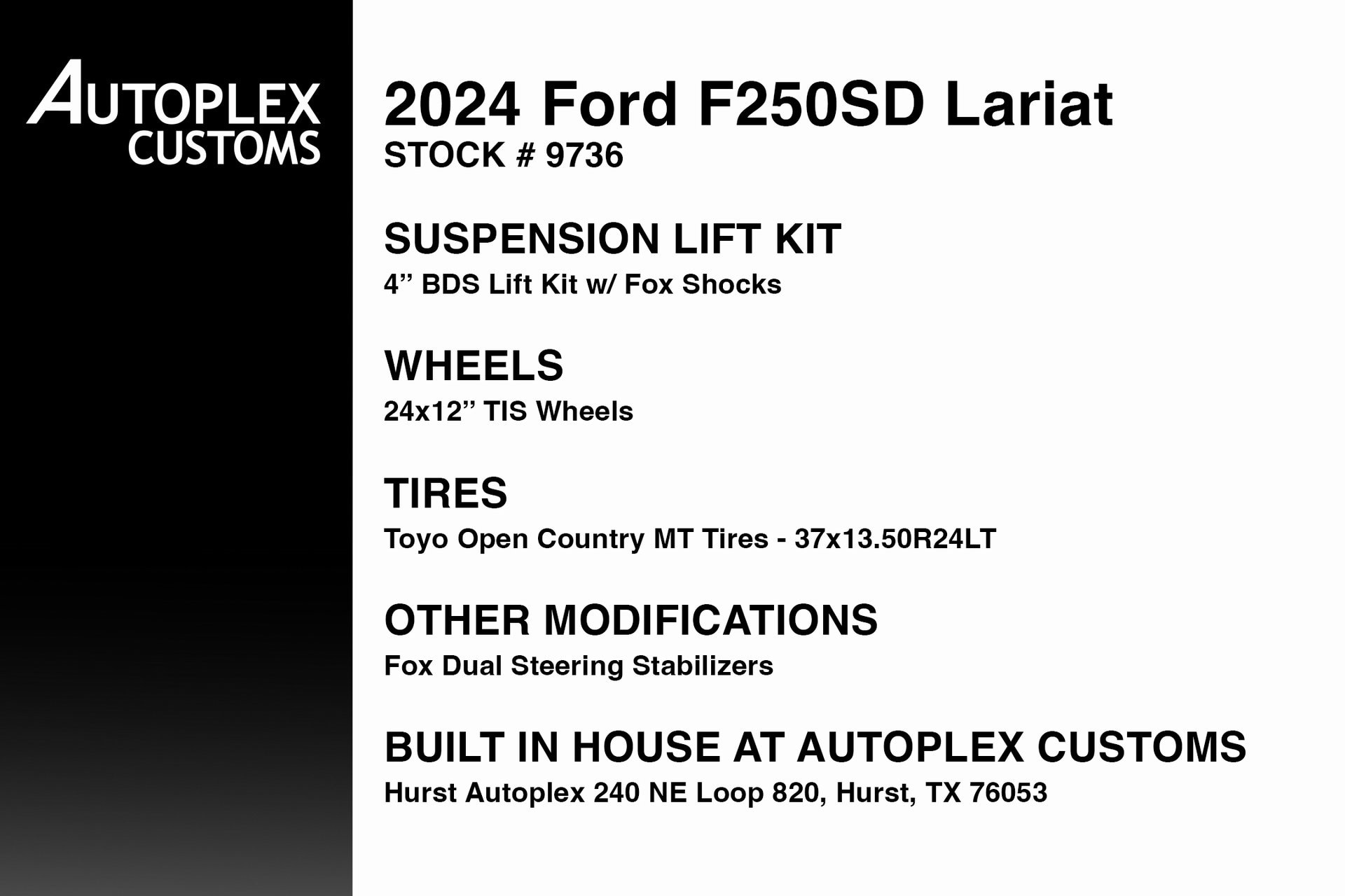 Used 2024 Ford F-250 Super Duty Lariat with VIN 1FT8W2BTXREC64878 for sale in Hurst, TX