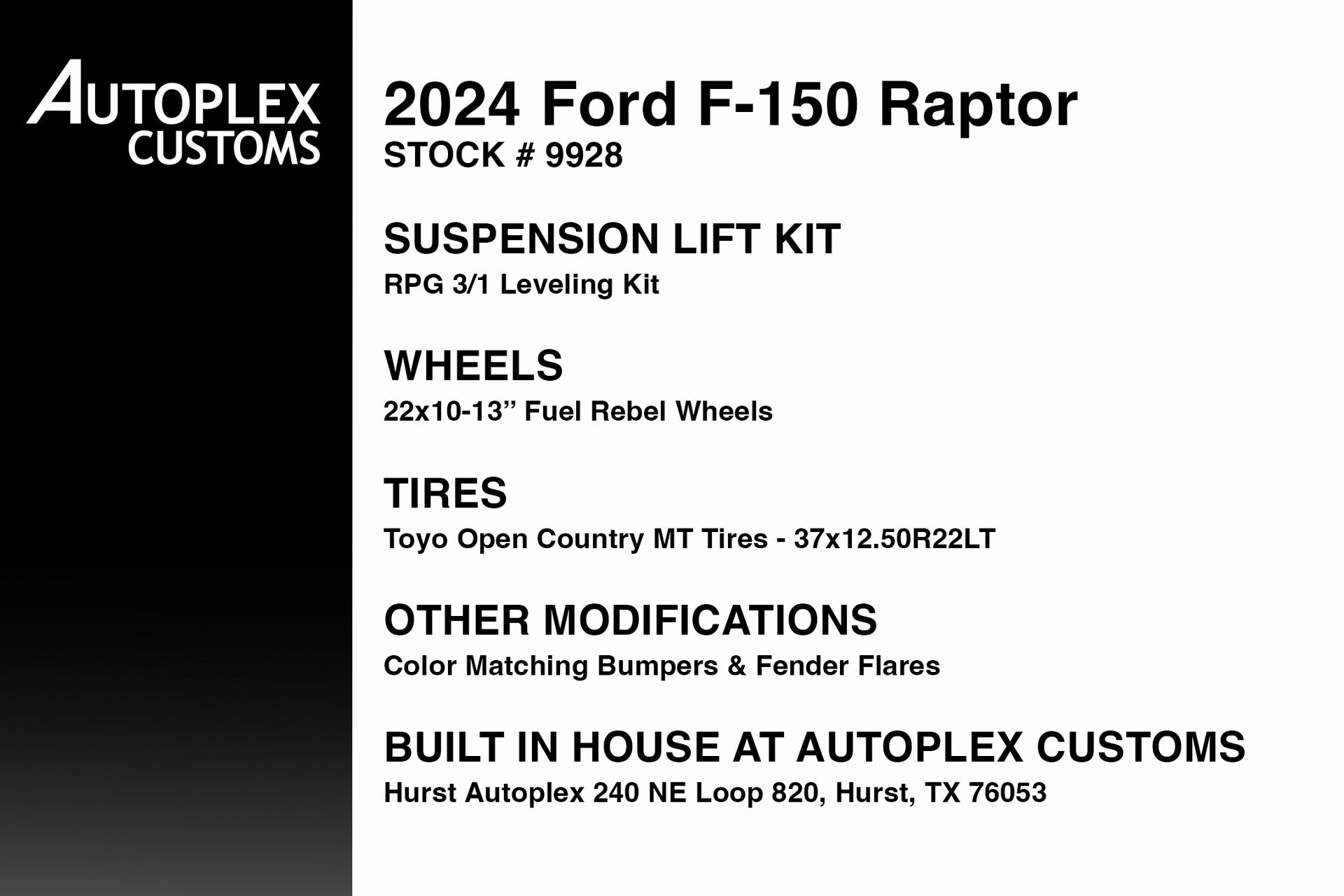 Used 2024 Ford F-150 Raptor with VIN 1FTFW1RG5RFA67511 for sale in Hurst, TX