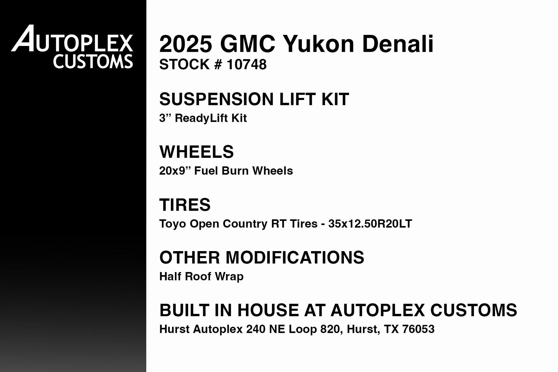 Used 2025 GMC Yukon Denali with VIN 1GKS2DRL9SR143667 for sale in Hurst, TX