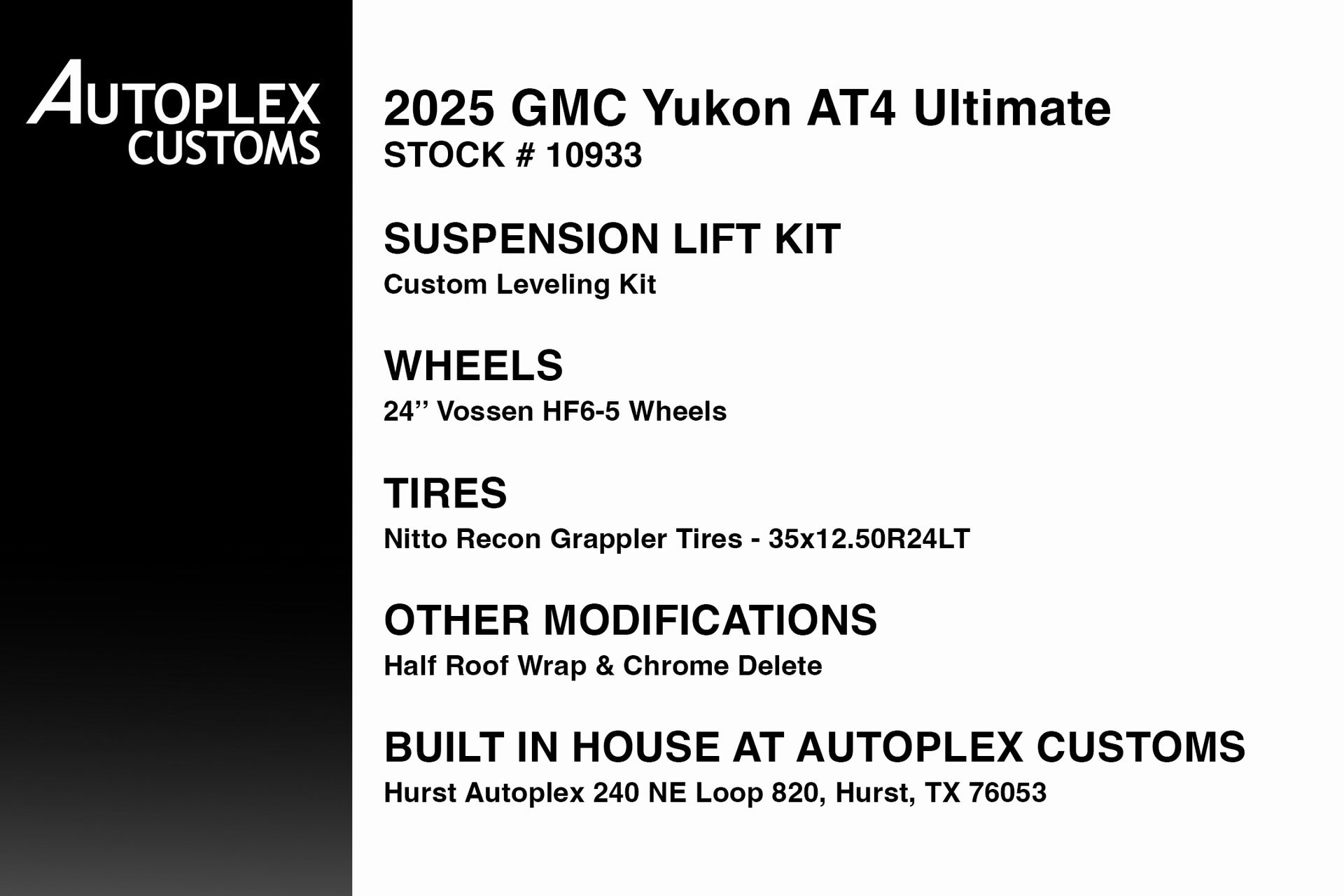 Used 2025 GMC Yukon AT4 Ultimate with VIN 1GKS2VRL6SR249791 for sale in Hurst, TX