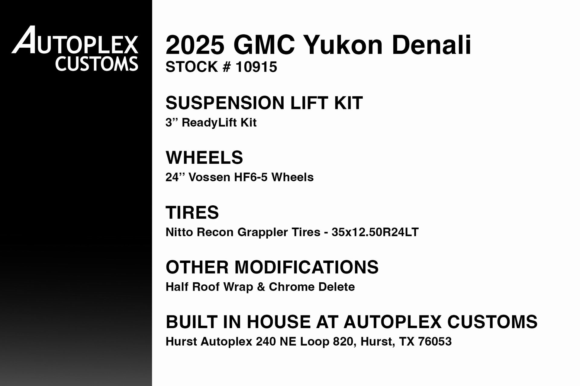 Used 2025 GMC Yukon Denali with VIN 1GKS2DRL6SR218261 for sale in Hurst, TX