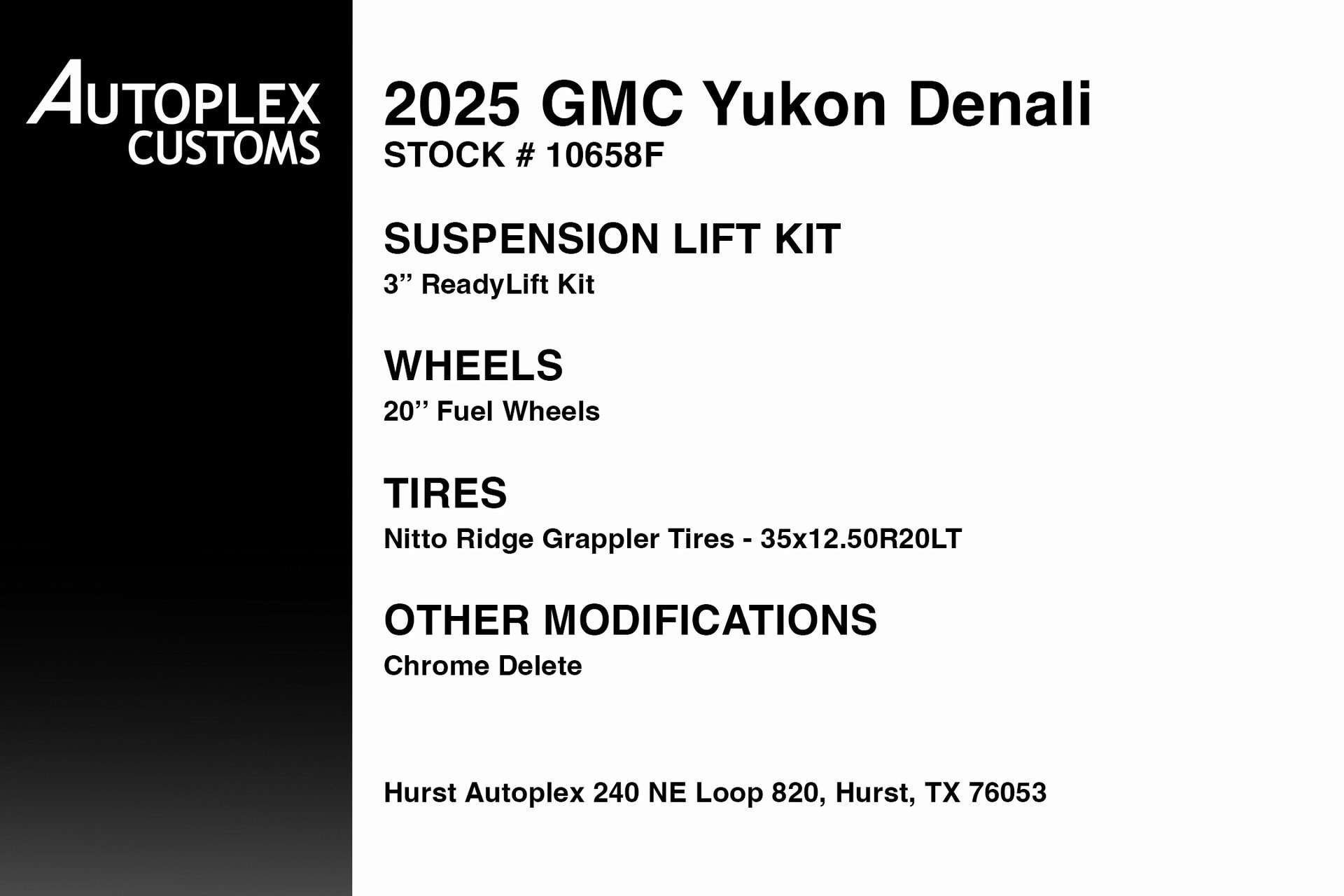 Used 2025 GMC Yukon Denali with VIN 1GKS2DRL5SR124131 for sale in Hurst, TX