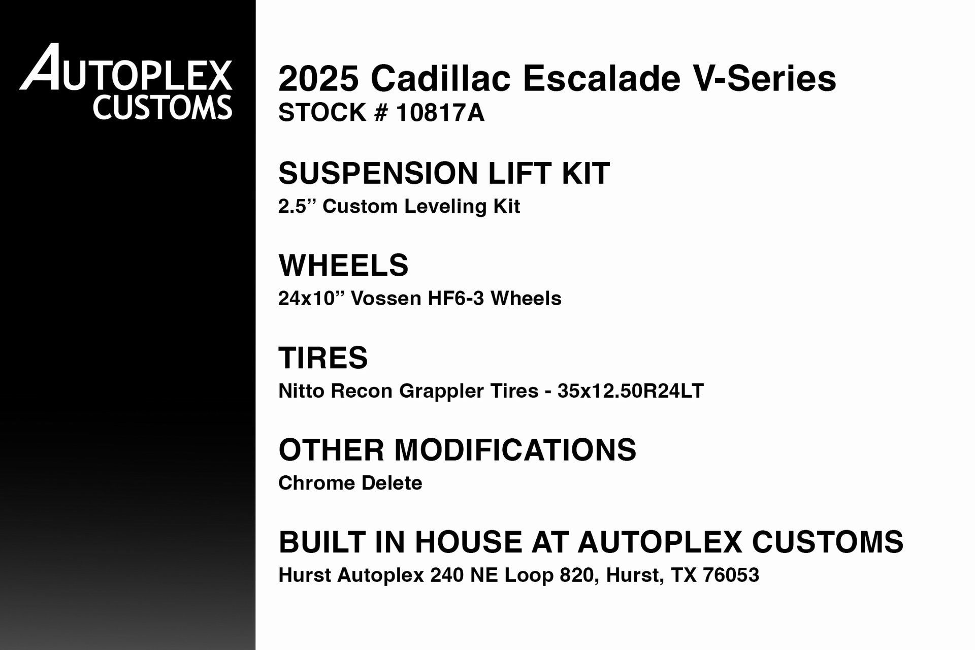Used 2025 Cadillac Escalade V-Series with VIN 1GYS9HR96SR167549 for sale in Hurst, TX