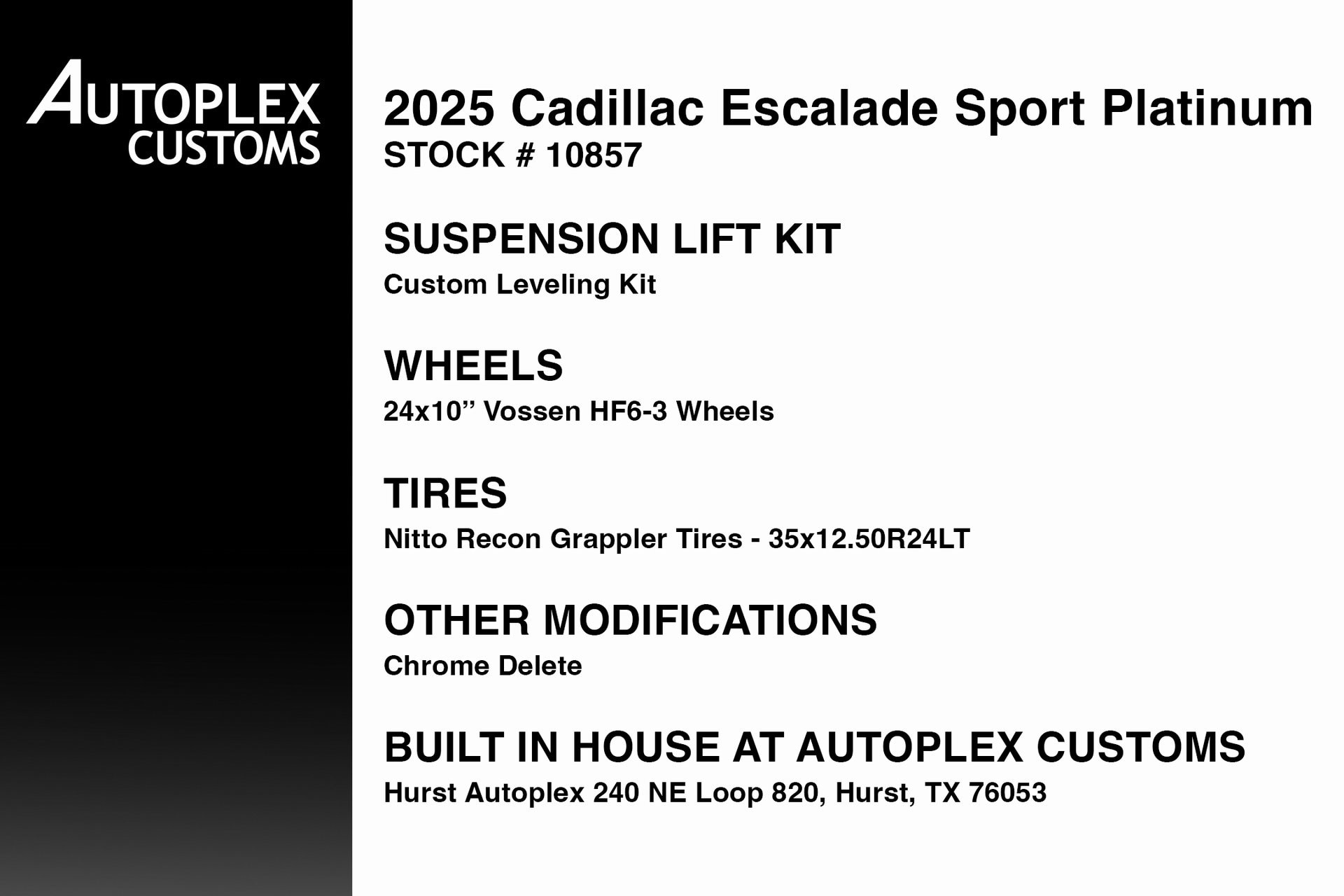 Used 2025 Cadillac Escalade Sport Platinum with VIN 1GYS9GRL9SR231783 for sale in Hurst, TX