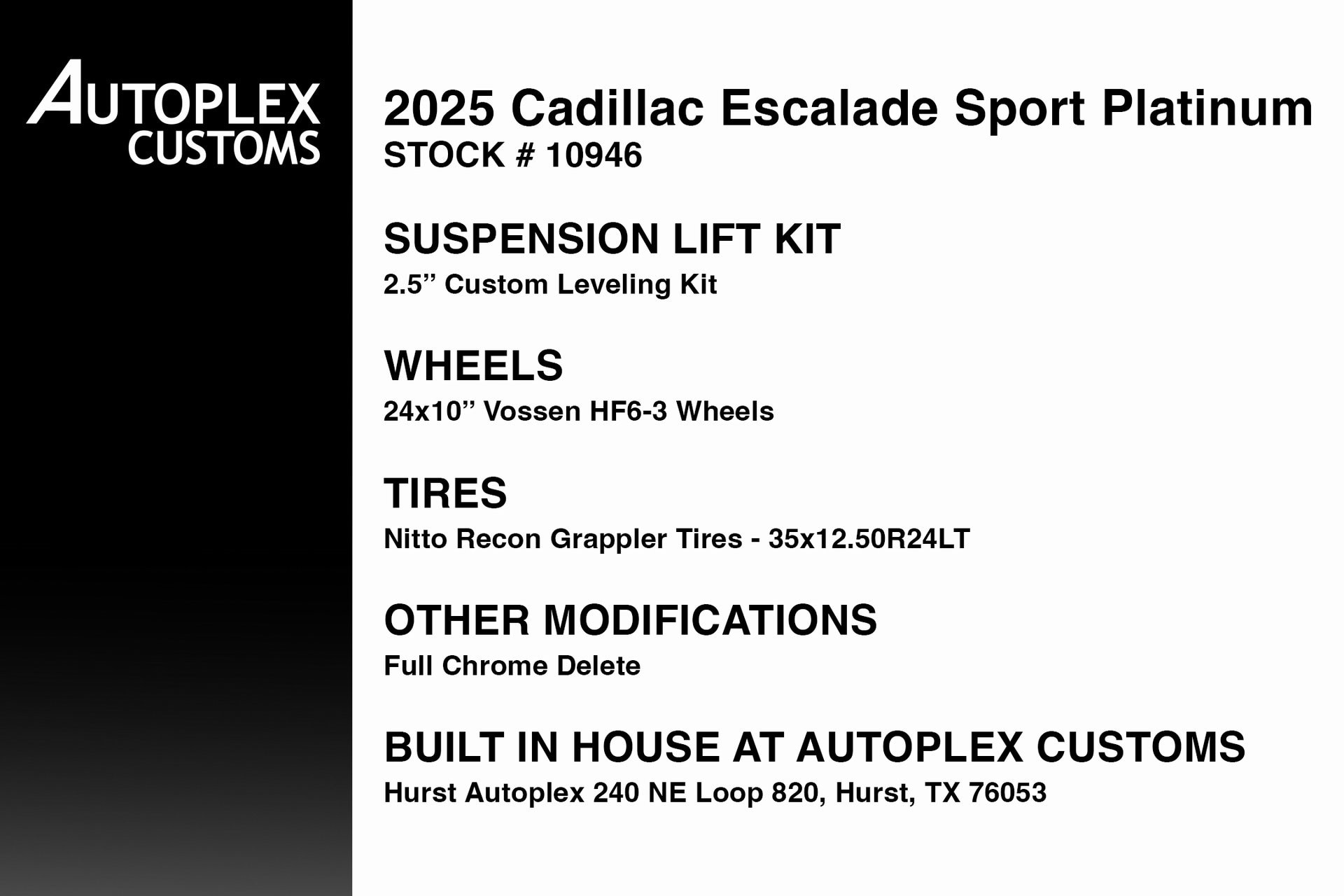 Used 2025 Cadillac Escalade Sport Platinum with VIN 1GYS9GRL7SR244550 for sale in Hurst, TX
