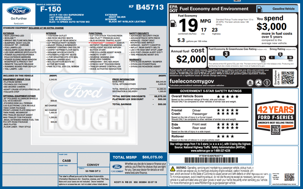 Used 2019 Ford F-150 Platinum Truck