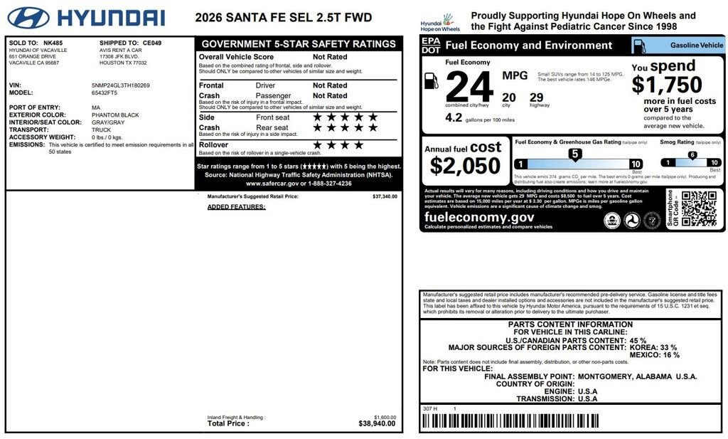 Certified 2026 Hyundai Santa Fe SEL SEL FWD