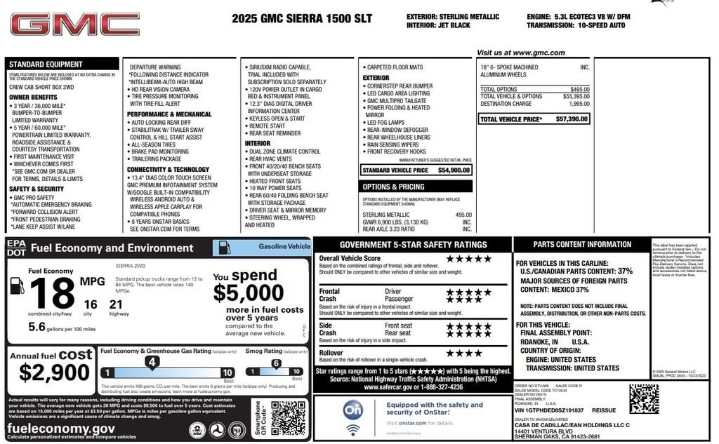 Used 2025 GMC Sierra 1500 SLT 2WD Crew Cab 147 SLT