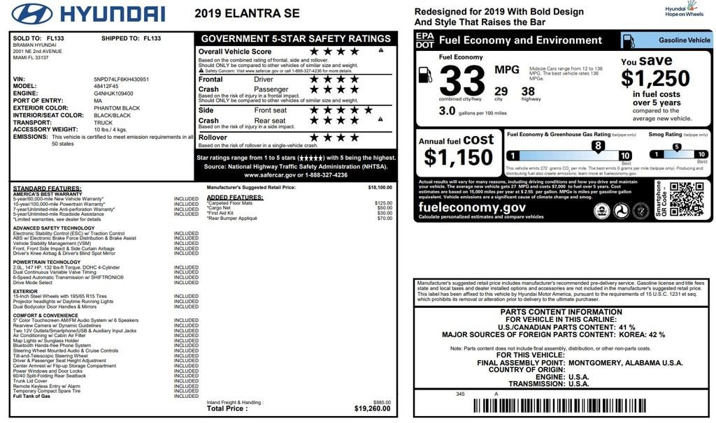 2019 Hyundai Elantra SE