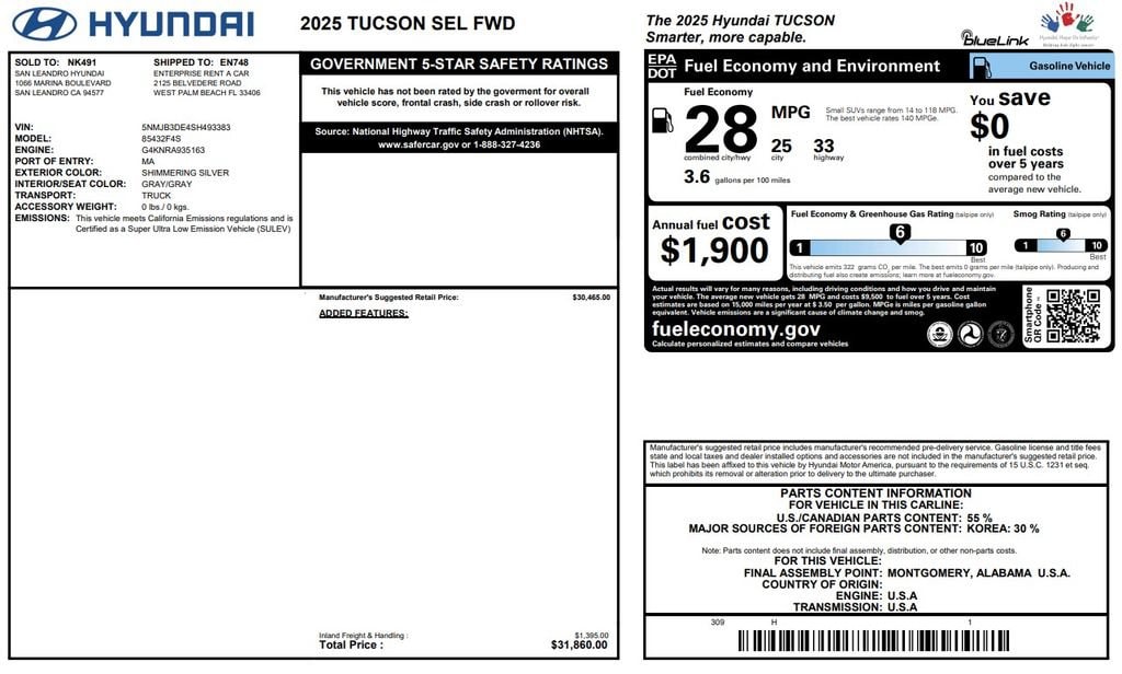 Used 2025 Hyundai Tucson SEL SEL FWD