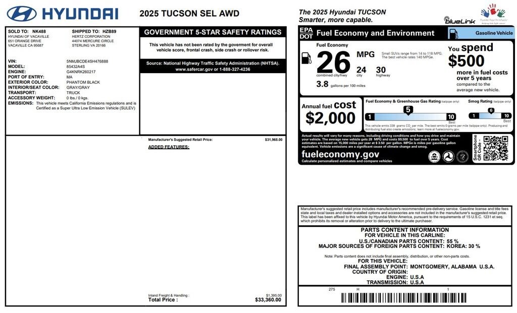 Used 2025 Hyundai Tucson SEL SEL AWD