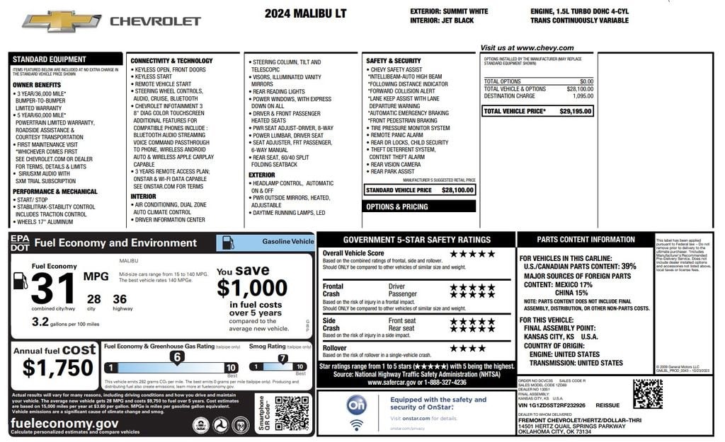 Used 2024 Chevrolet Malibu LT Sedan
