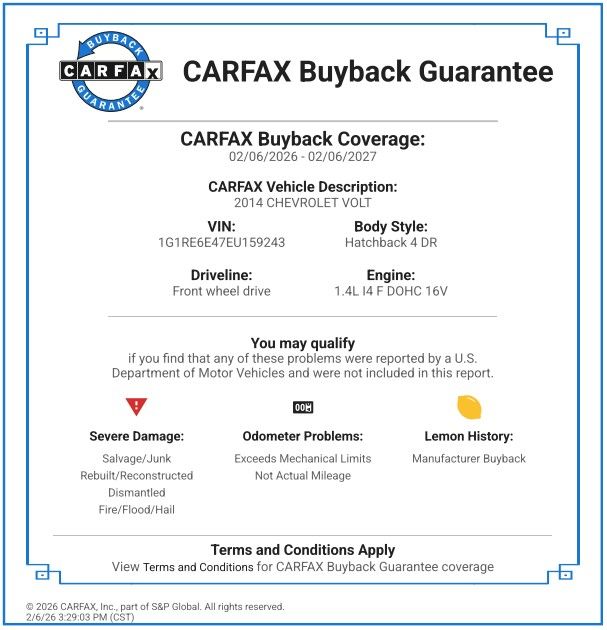 Used 2014 Chevrolet Volt Base with VIN 1G1RE6E47EU159243 for sale in Escondido, CA