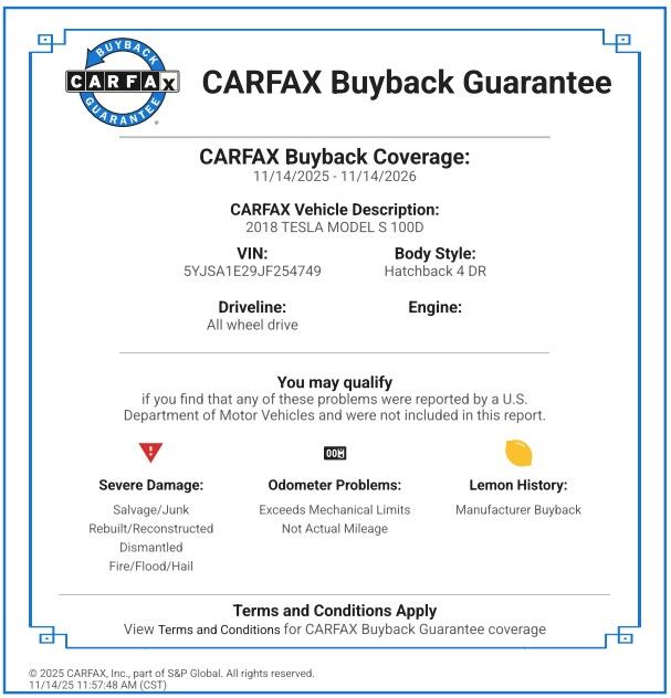 Used 2018 Tesla Model S 100D with VIN 5YJSA1E29JF254749 for sale in Escondido, CA