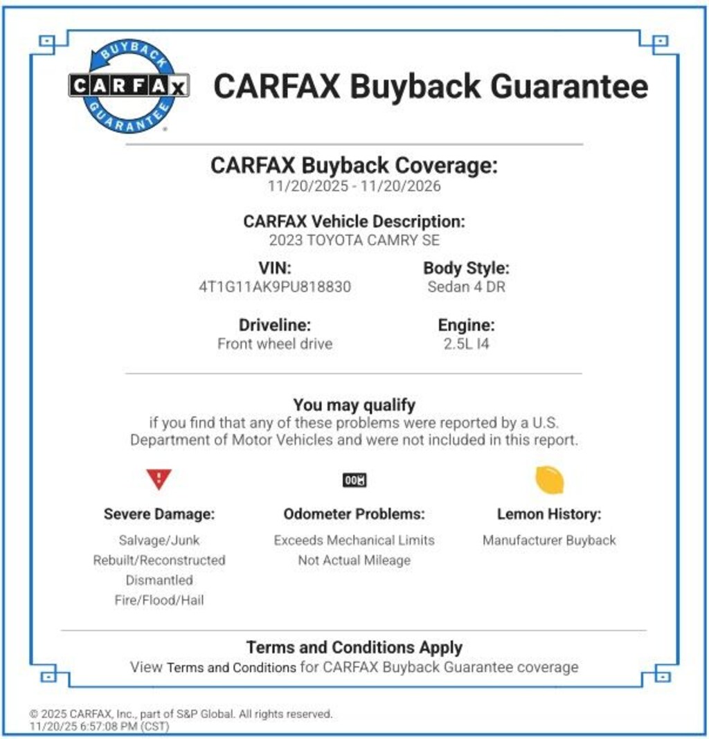 Used 2023 Toyota Camry SE Sedan