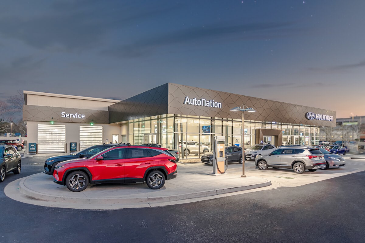 Exterior view of AutoNation Hyundai Mall of Georgia during the day