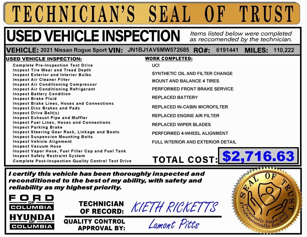 Used 2021 Nissan Rogue Sport S with VIN JN1BJ1AV6MW572685 for sale in Columbia, TN