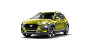 A green Hyundai Kona Limited