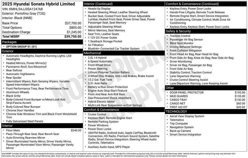 New 2025 Hyundai Sonata Hybrid Limited Sedan