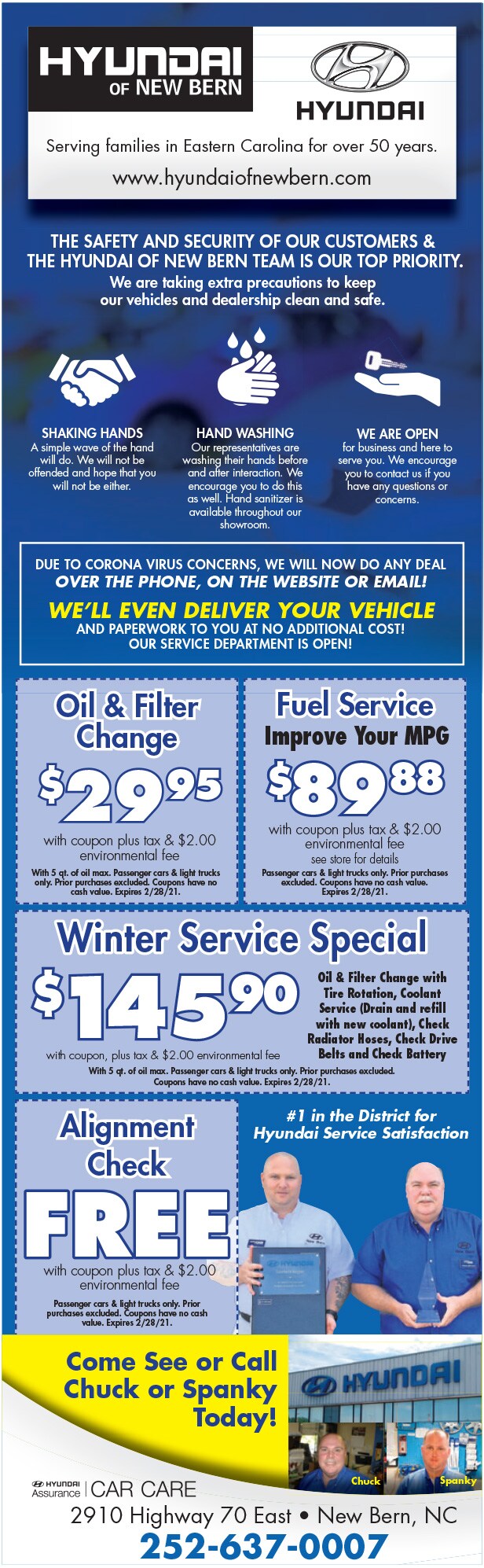 Hyundai Service Coupons New Bern NC | Havelock | Service Specials
