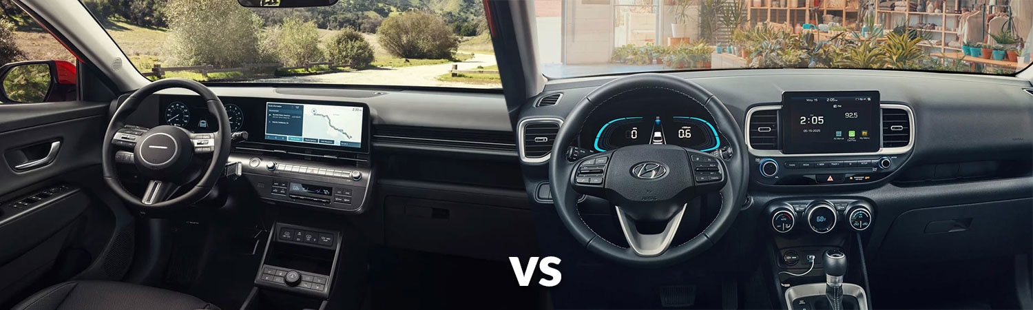 2026 Hyundai Kona vs. 2026 Hyundai Venue interior