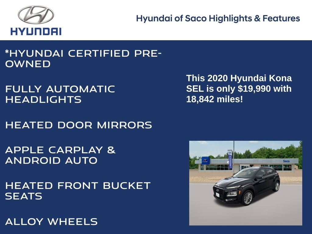 Certified 2020 Hyundai Kona SEL SUV