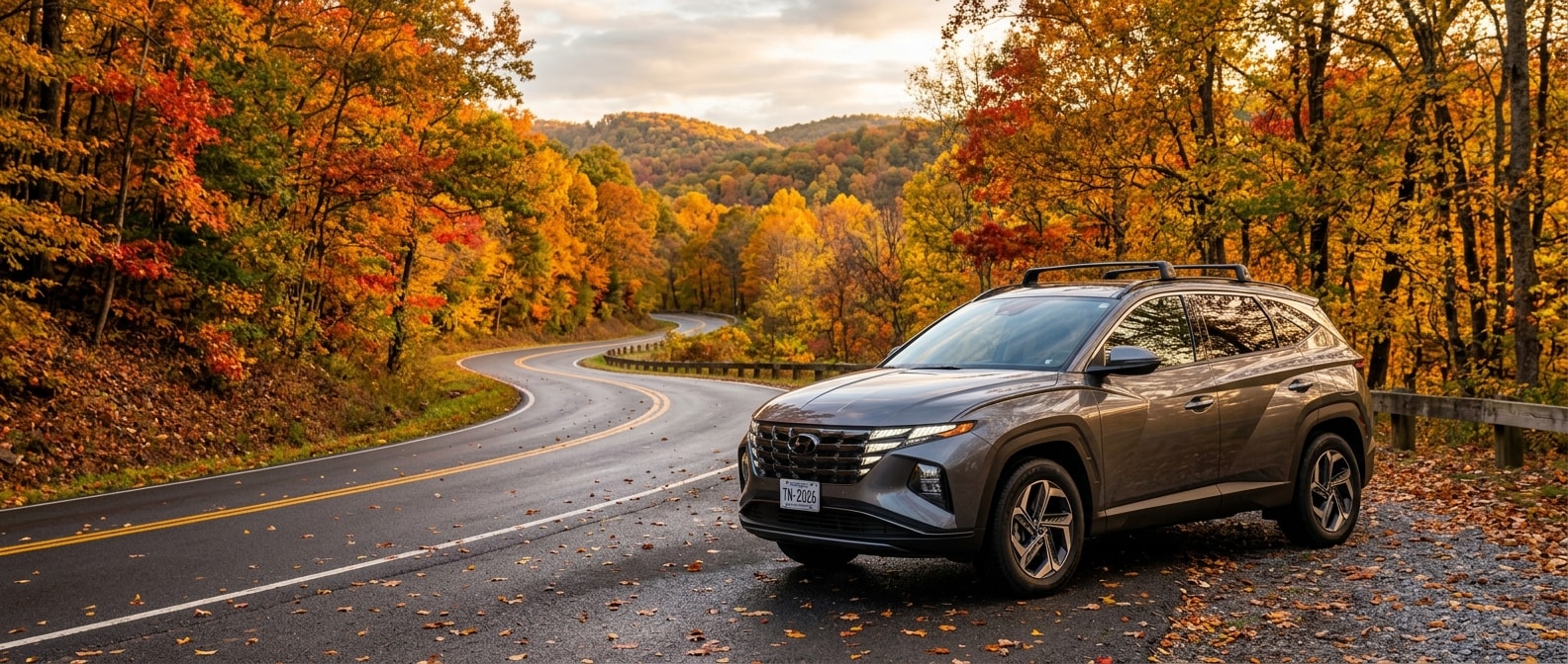 2026 Hyundai Tucson on a fall foliage drive in Middle Tennessee near Brentwood